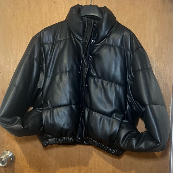 Zara Faux Leather Puffer Coat - Picture 4 of 8